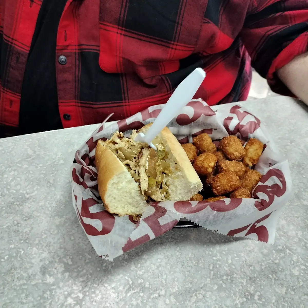 Chicken Sandwich and Tots