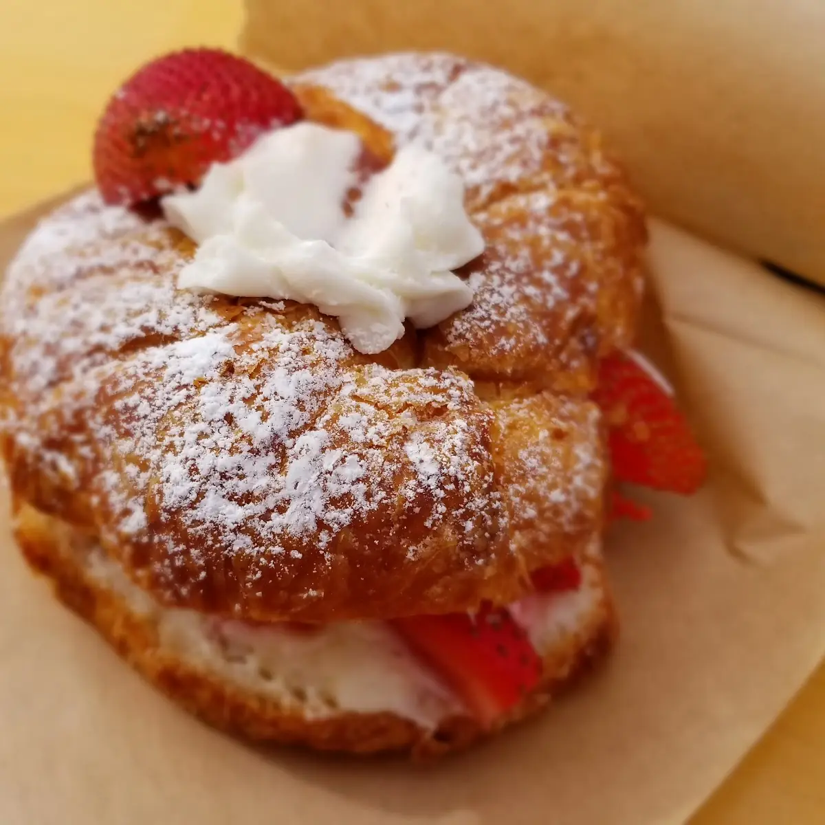 Croissant with Strawberries and Cream Cheese