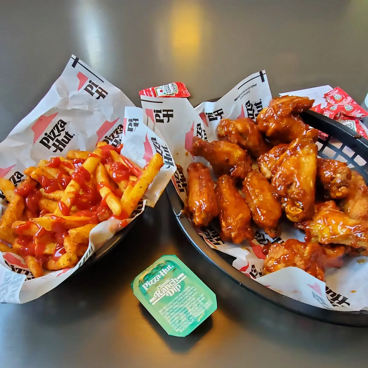 Honey BBQ Wings and Fries