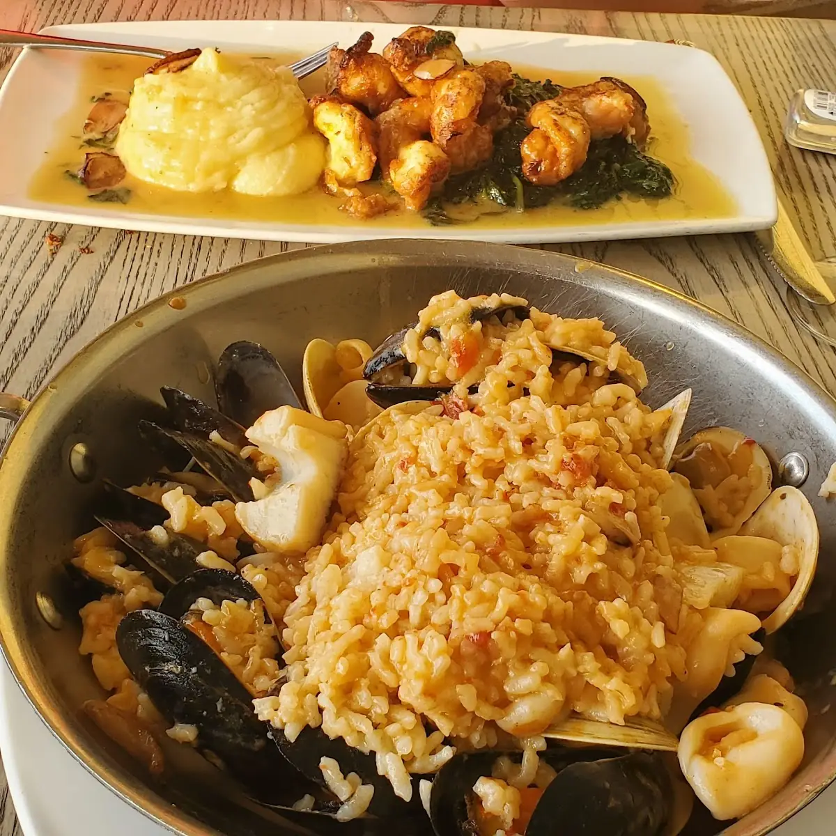 Shrimp Florentine and Seafood Risotto