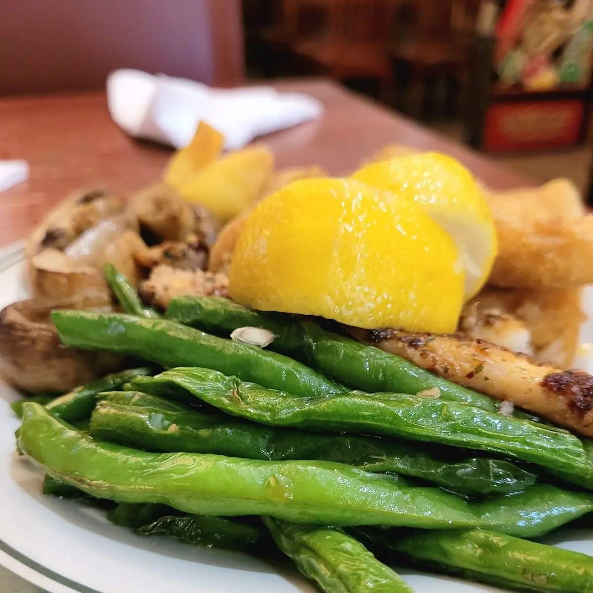 Mushrooms Green Beans Fish