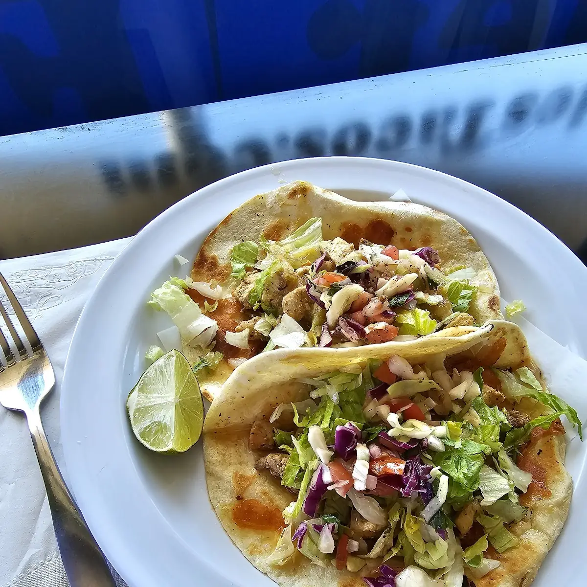 Gringas with Pollo Flour Tortilla Cheese Pico Lettuce and Salsa