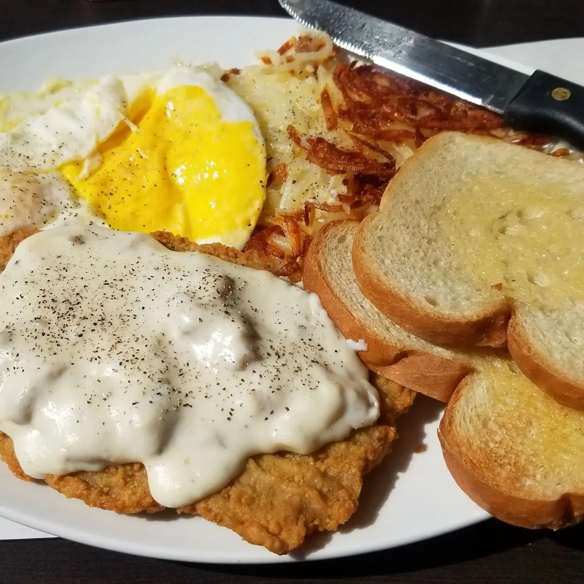 Country Fried Steak and Two Eggs
