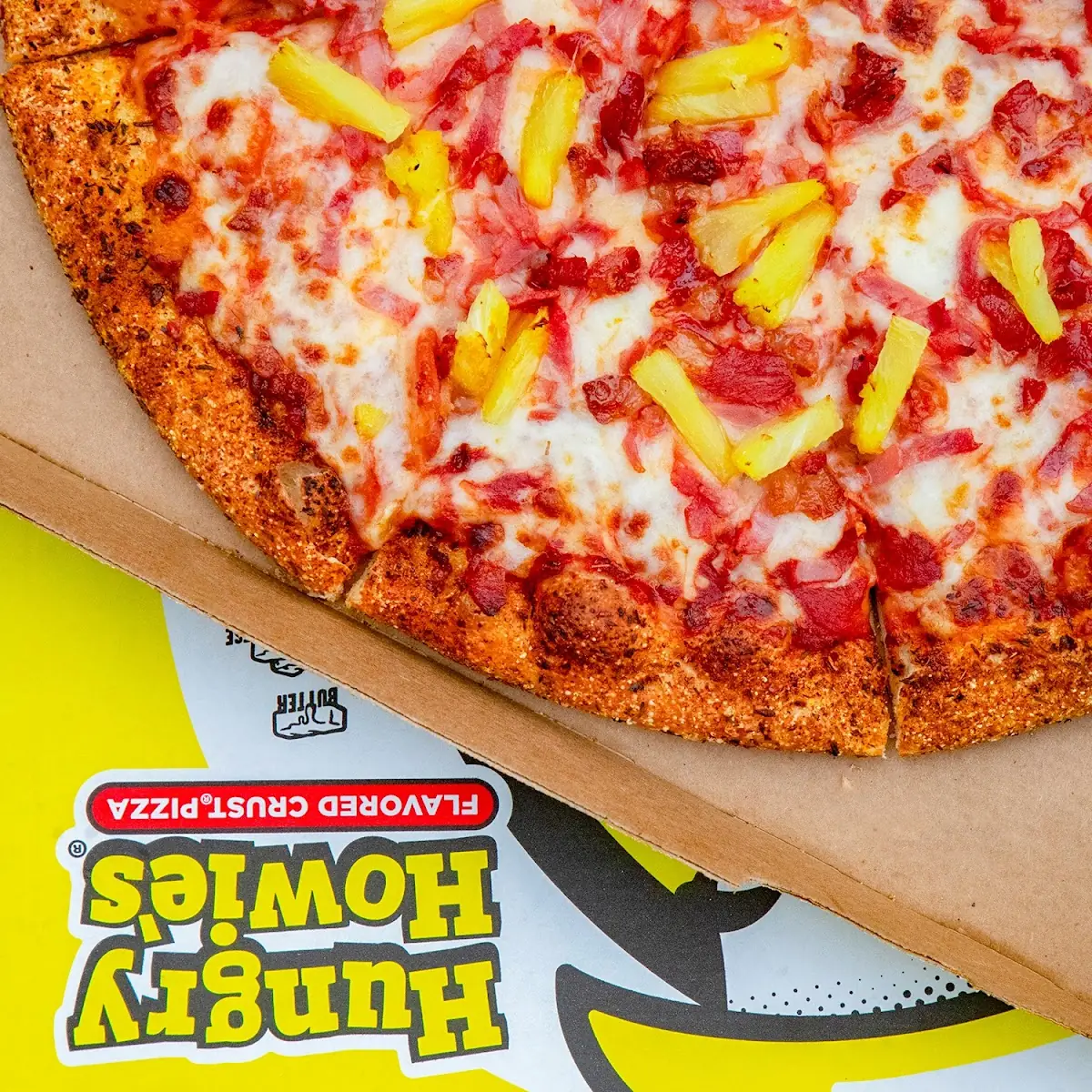 Hungry Howie's Maui Pineapple Pizza with Ham Bacon Pineapple & Mozzarella Cheese