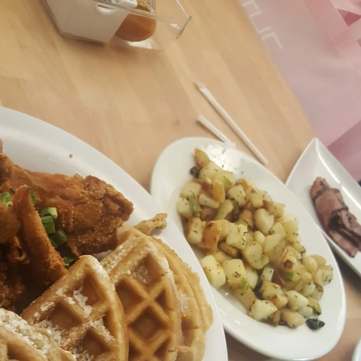 Chicken and Waffles w Fried Potatoes