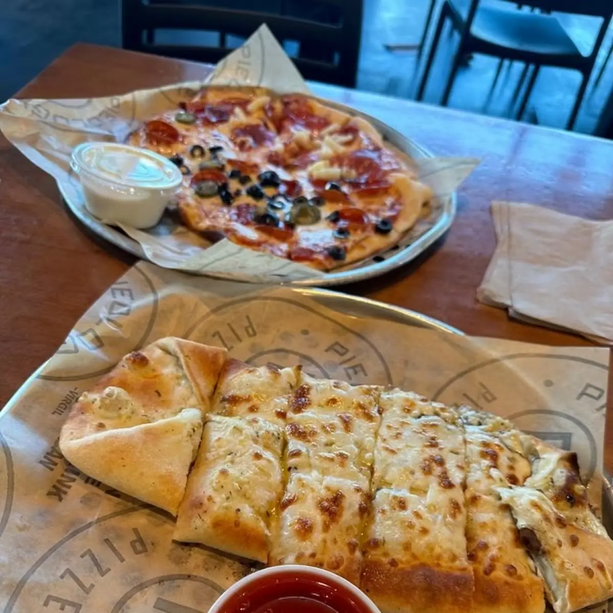 Pepperoni Pizza with Cheese Sticks