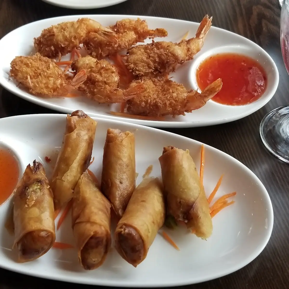 Coconut Shrimp and Egg Rolls