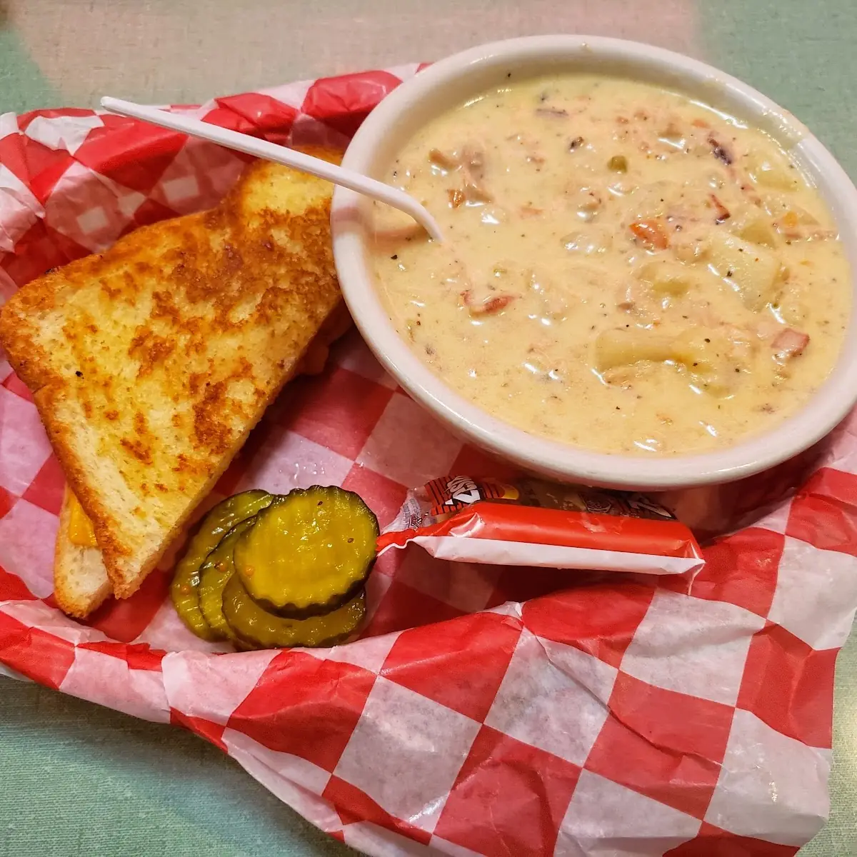 Grilled Cheese and Clam Chowder Soup