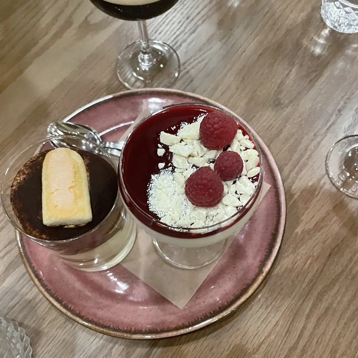 Tiramisu and Vanilla Panna Cotta
