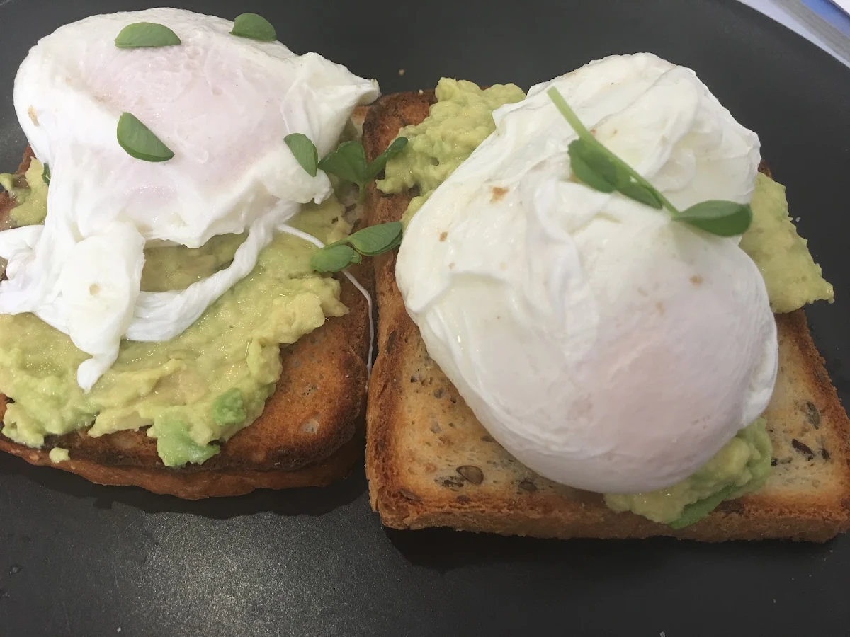Poached Eggs on Gluten Free Toast with Avo, Little Gossip Cafe