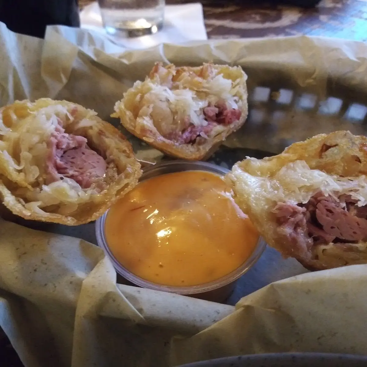 Rueben Egg Rolls w Thousand Island Dipping Sauce