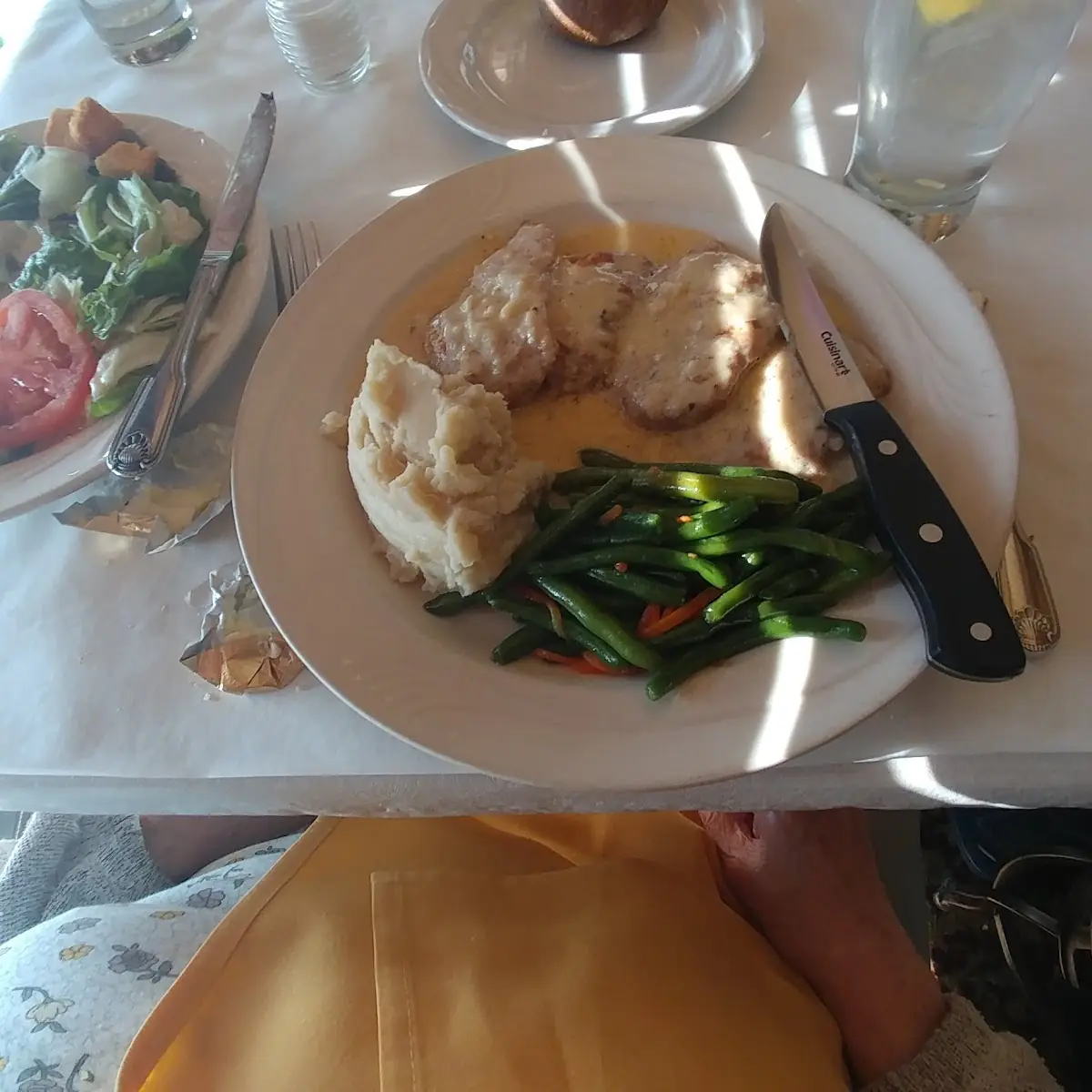 Chicken Fried Steak with Green Beans and Mashed Potatoes