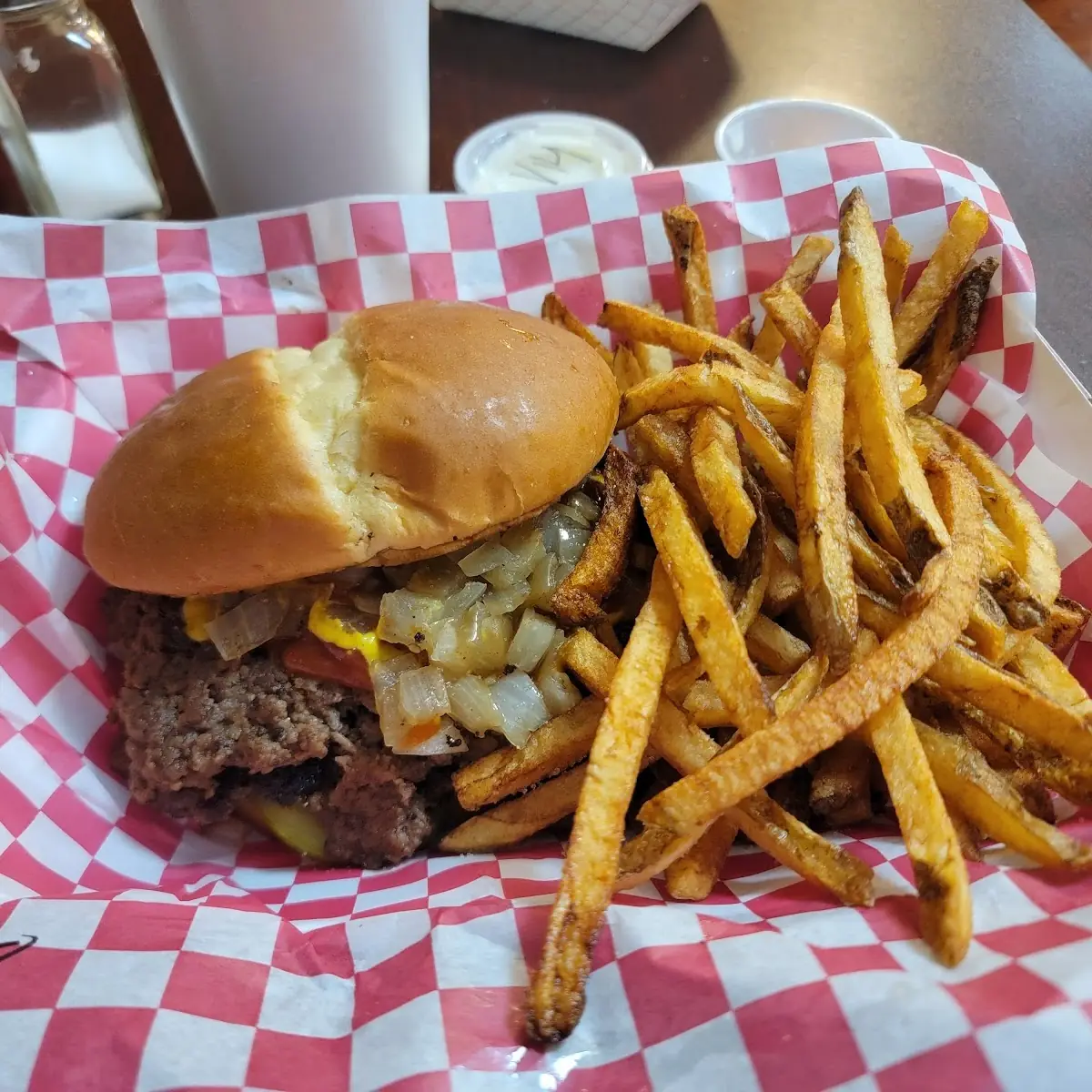 Hamburger Platter and Fried Pickles