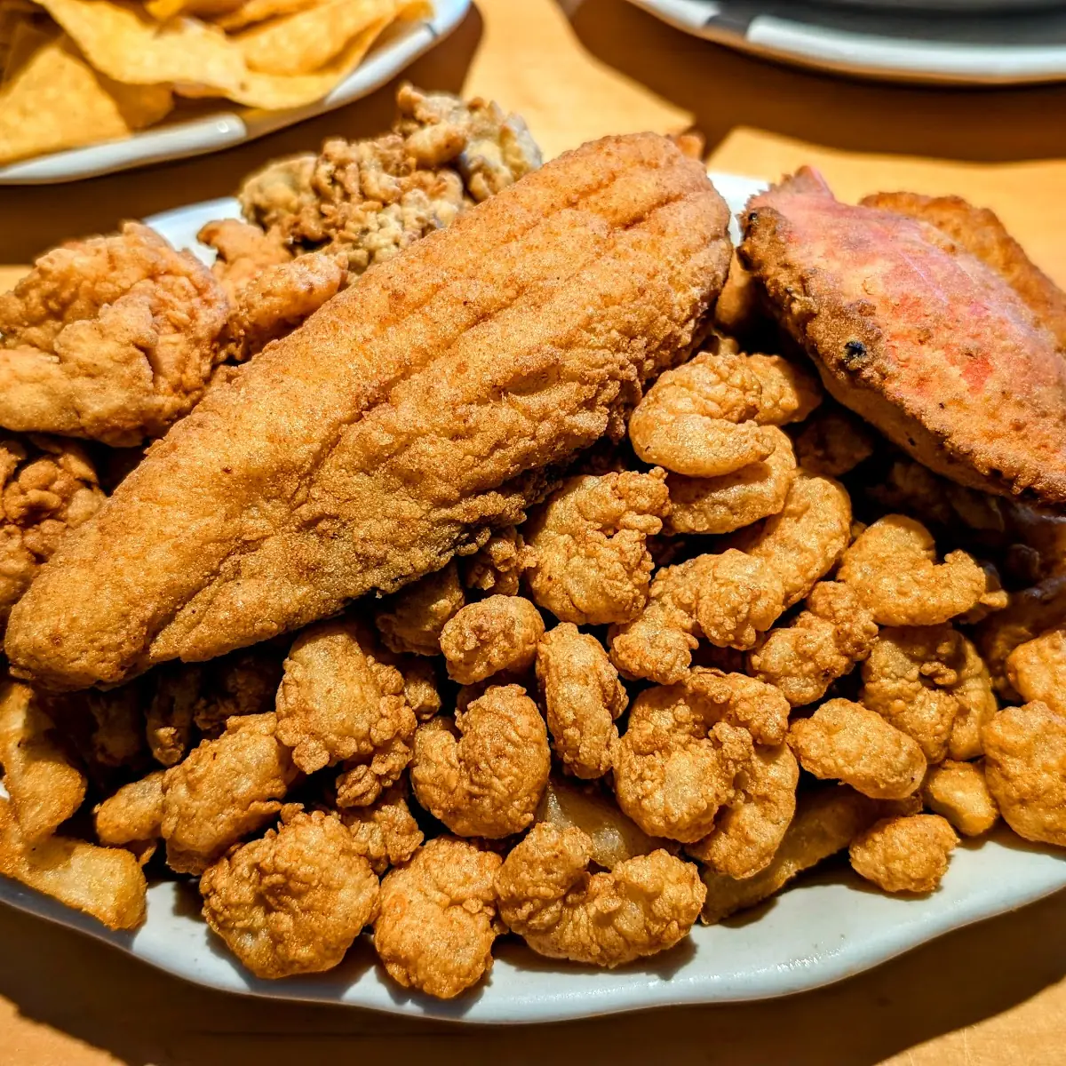 Fried Baby Shrimp Oysters Crab and Fish
