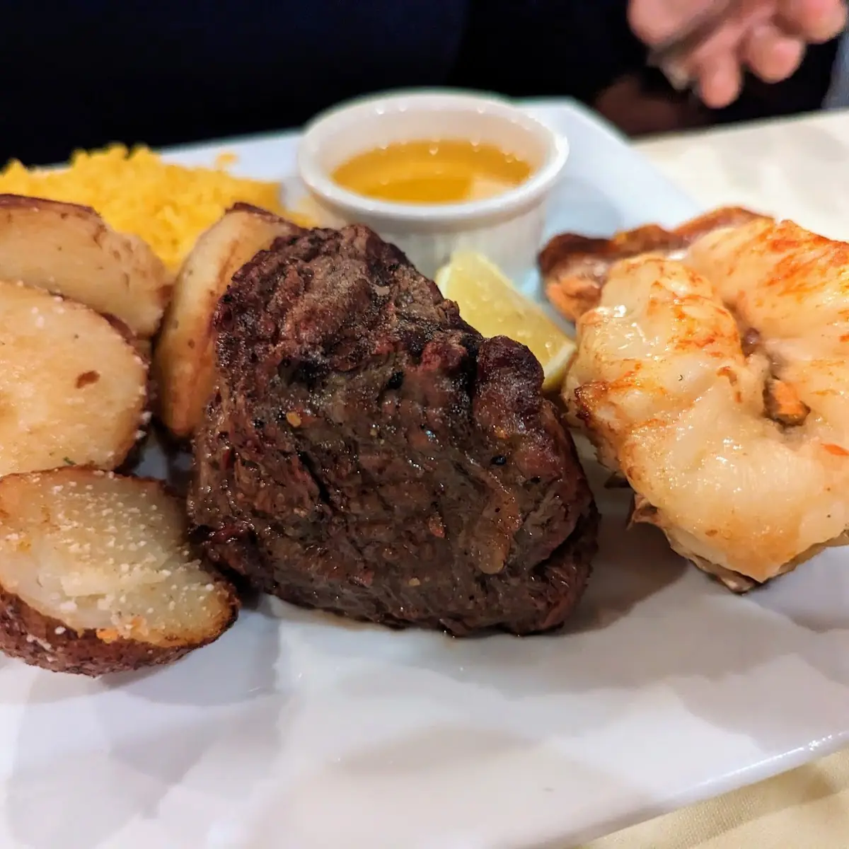 Steak Lobster Tail and Prawn
