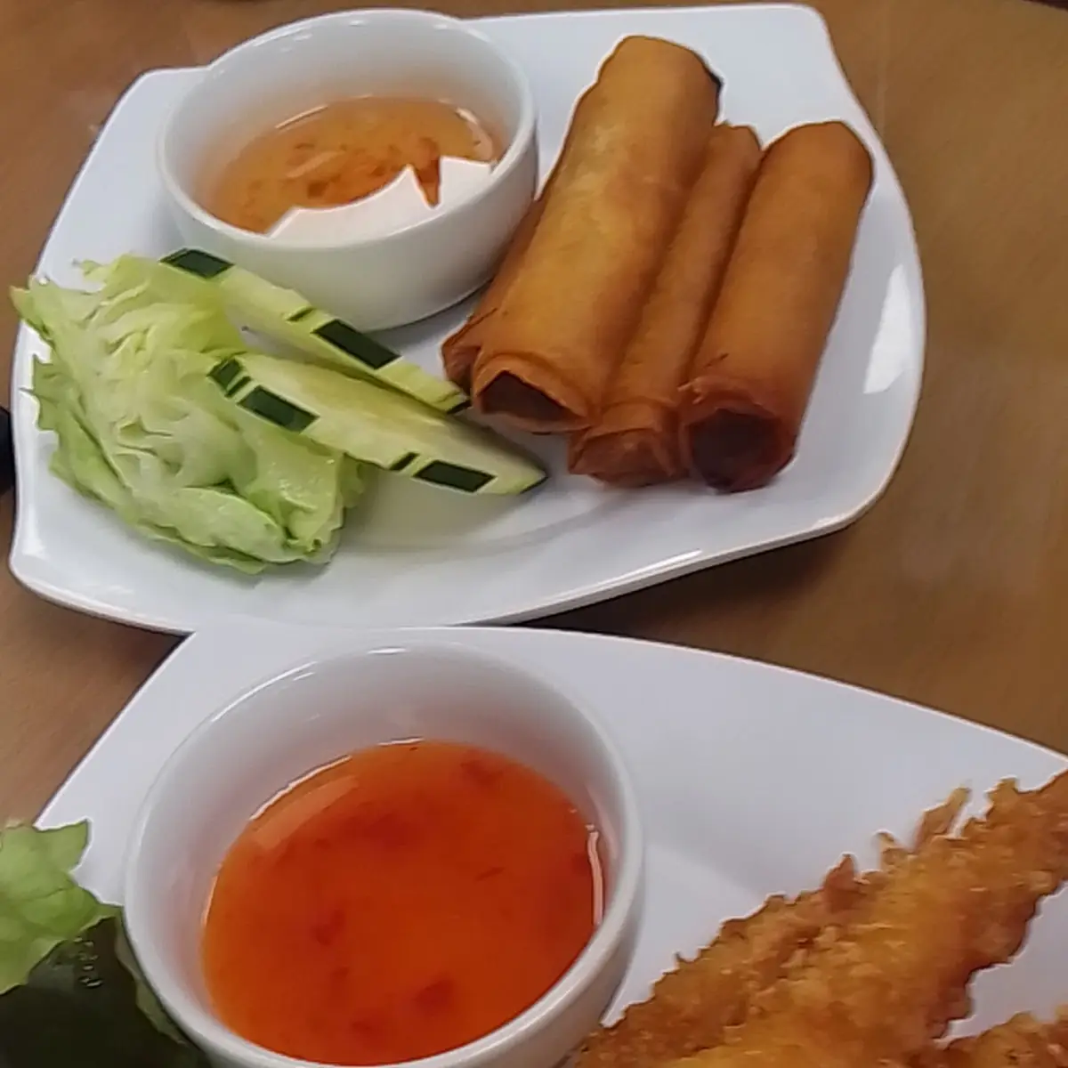 Egg Roll and Tempura Shrimp