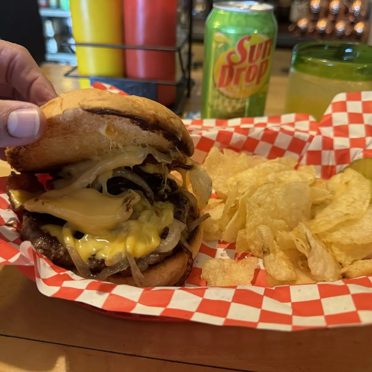 Bacon Cheeseburger with Grilled Onions