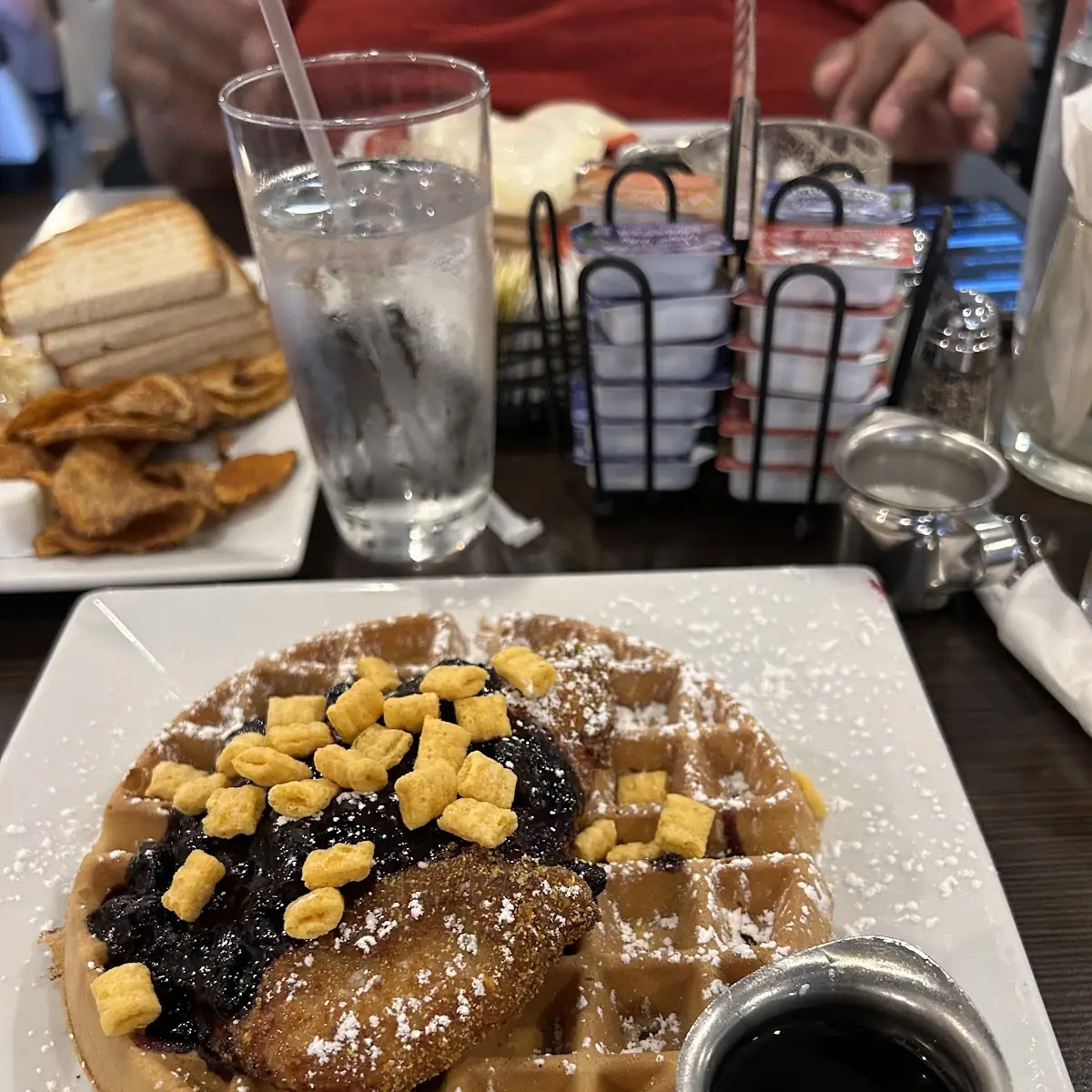 Fried Chicken N Waffles with Blueberry Compote