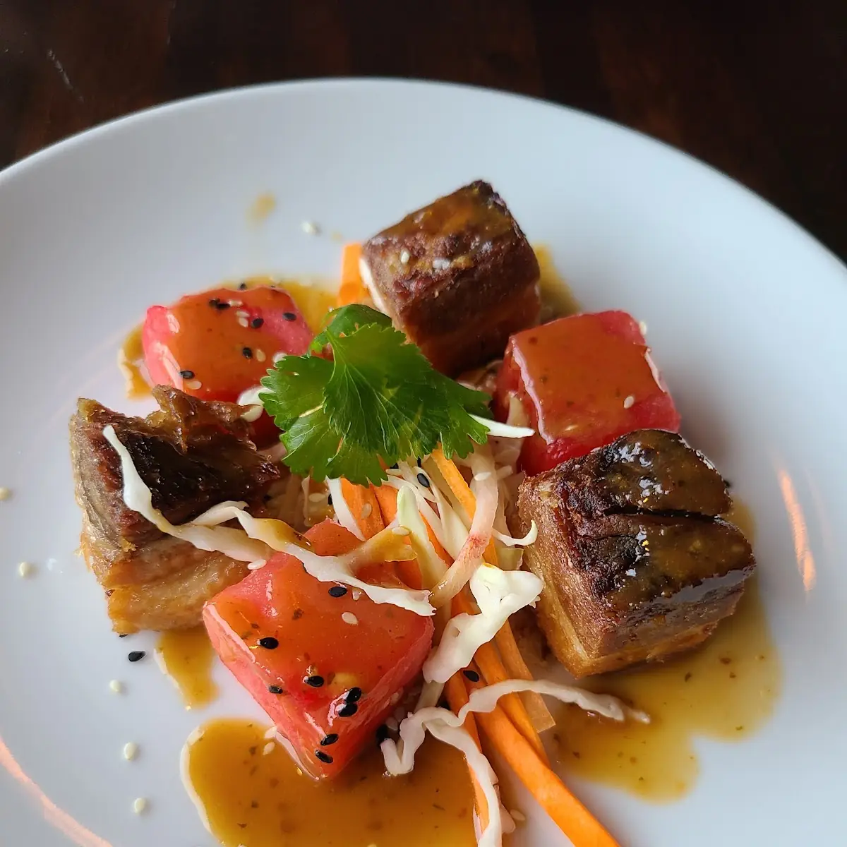 Pork Belly and Watermelon Salad