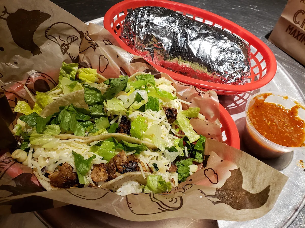Chicken Black Bean Rice Tacos & Chicken Burrito