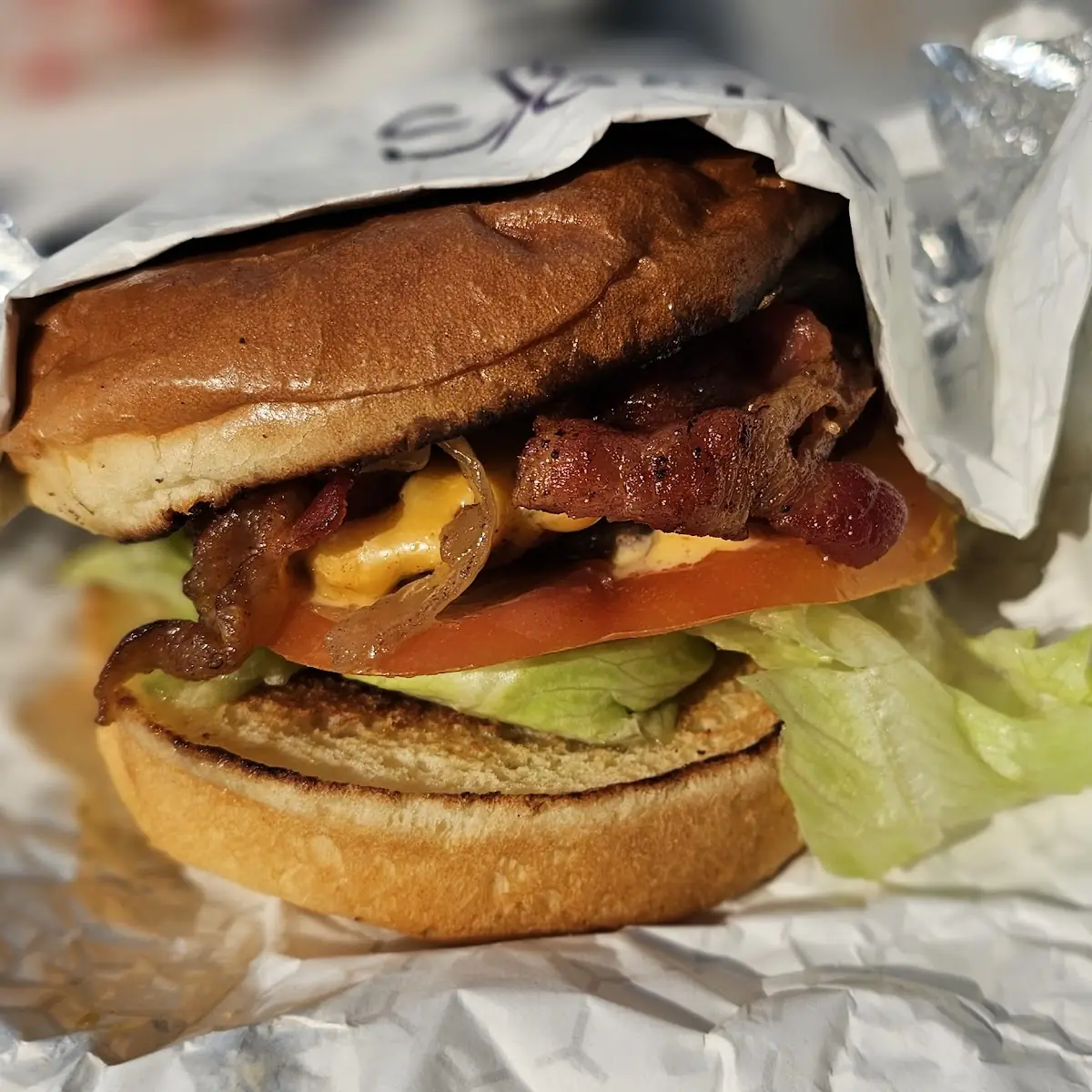 Bacon Cheeseburger with Grilled Onions