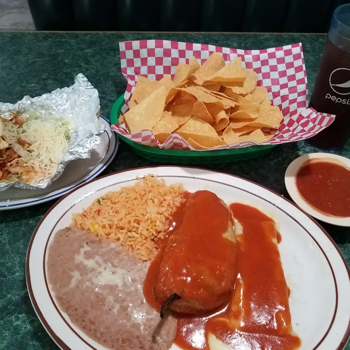 Chile Relleno Enchilada Soft Taco Combo