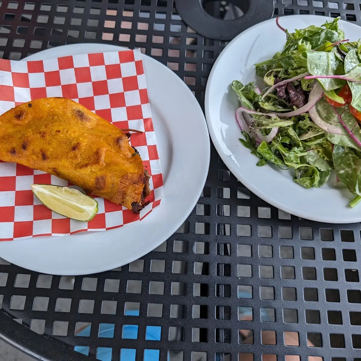 Birria Taco and a Side Salad