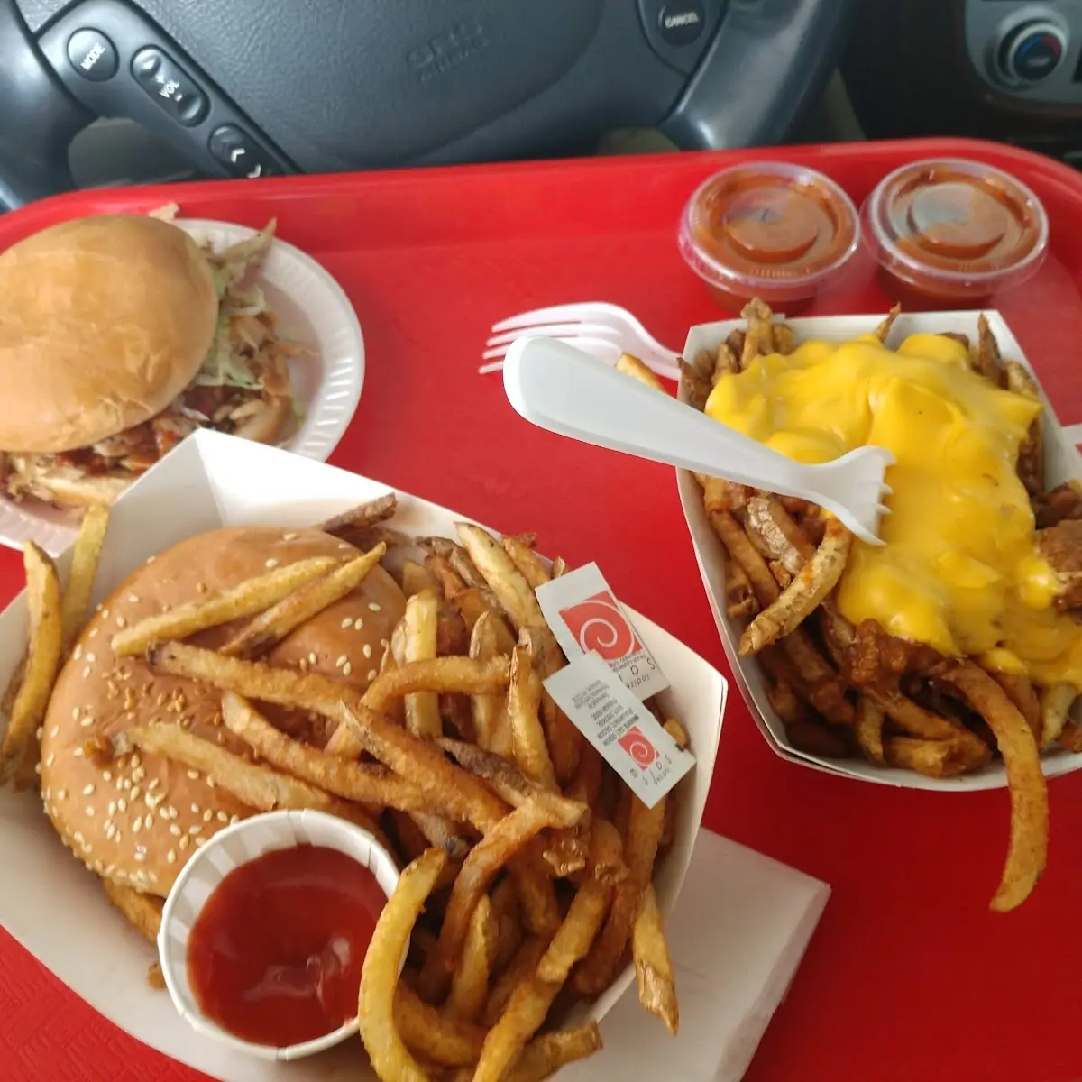 BBQ Sandwich with Cheese Fries