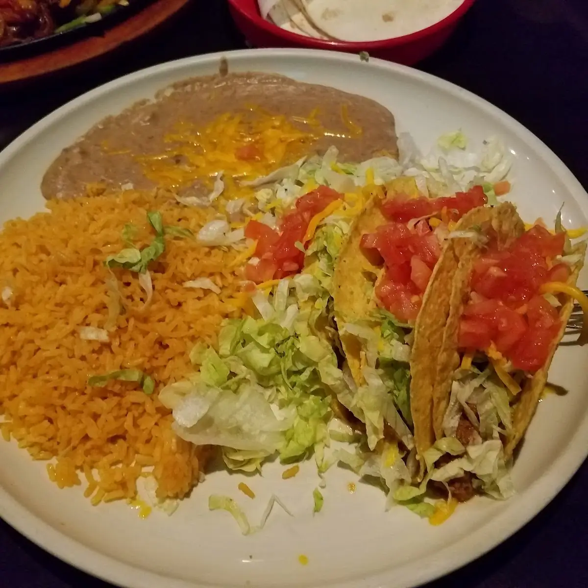 Tacos with Rice and Refried Beans