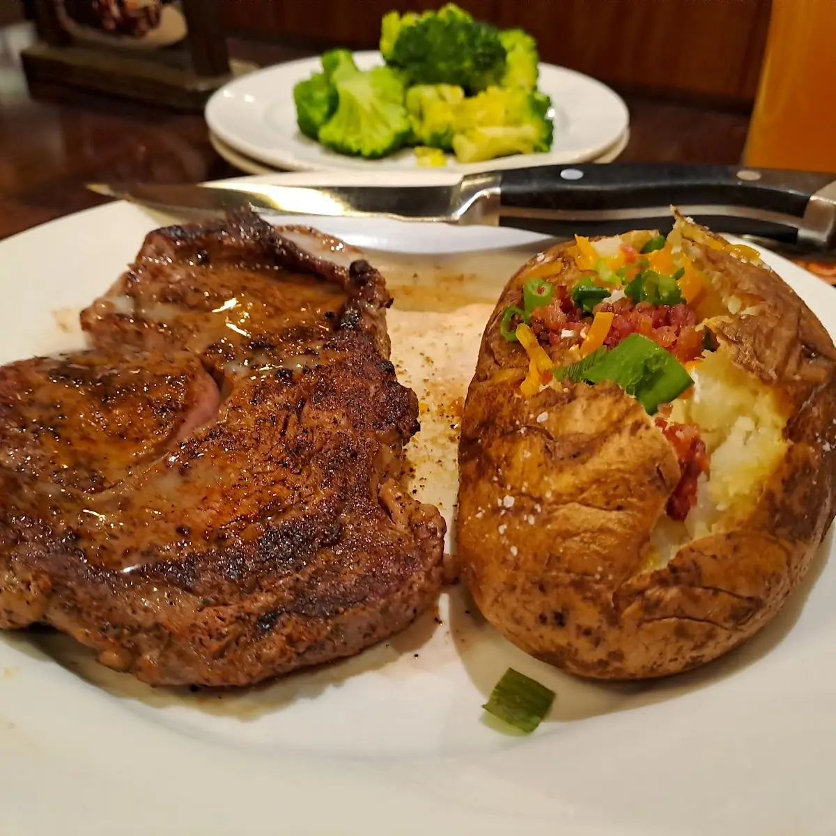 Ribeye Steak with Loaded Baked Potatoes