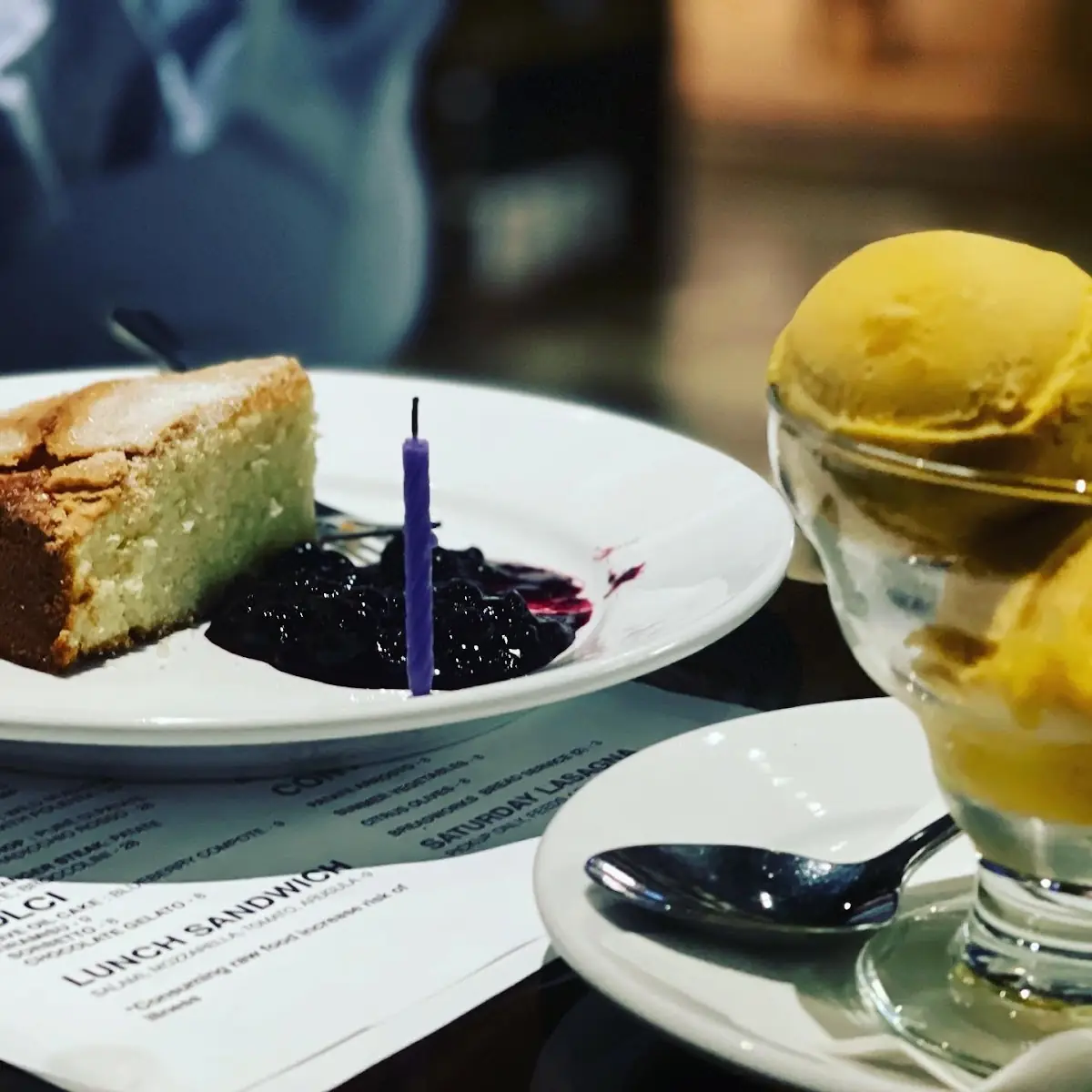 Mango Sorbet and Olive Oil Cake Slice