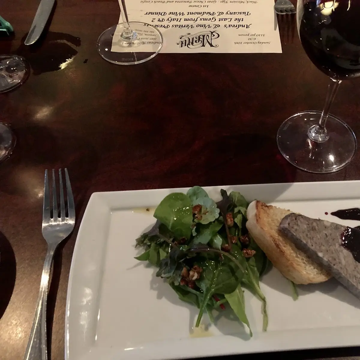 Foie Gras and Spinach Salad with Toast Point