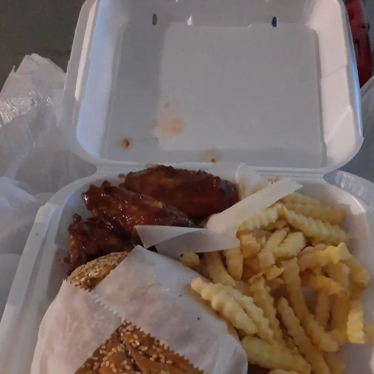 Burger Combo with Honey BBQ Wings