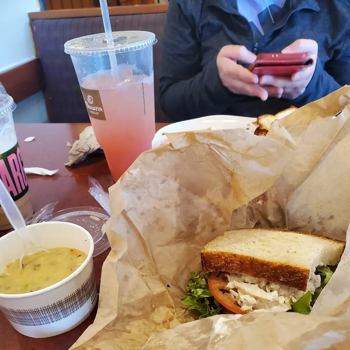 Chicken Rice Soup and Sandwich