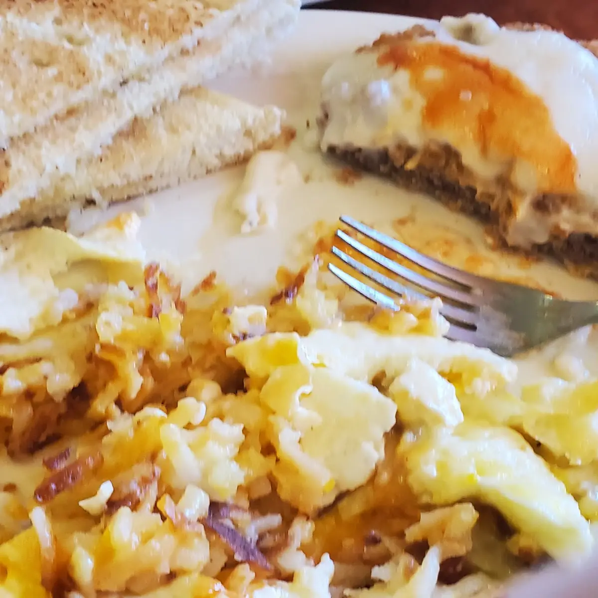 Chicken Fried Steak Eggs and Hash Browns