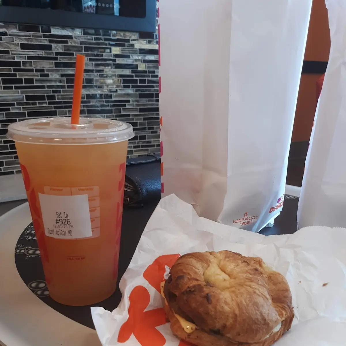 Sausage Egg and Cheese Sandwich and Apple Cider
