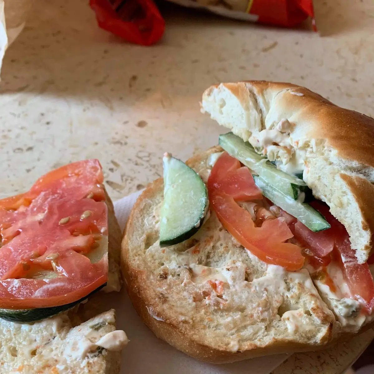 Vegetable Cream Cheese Bagel