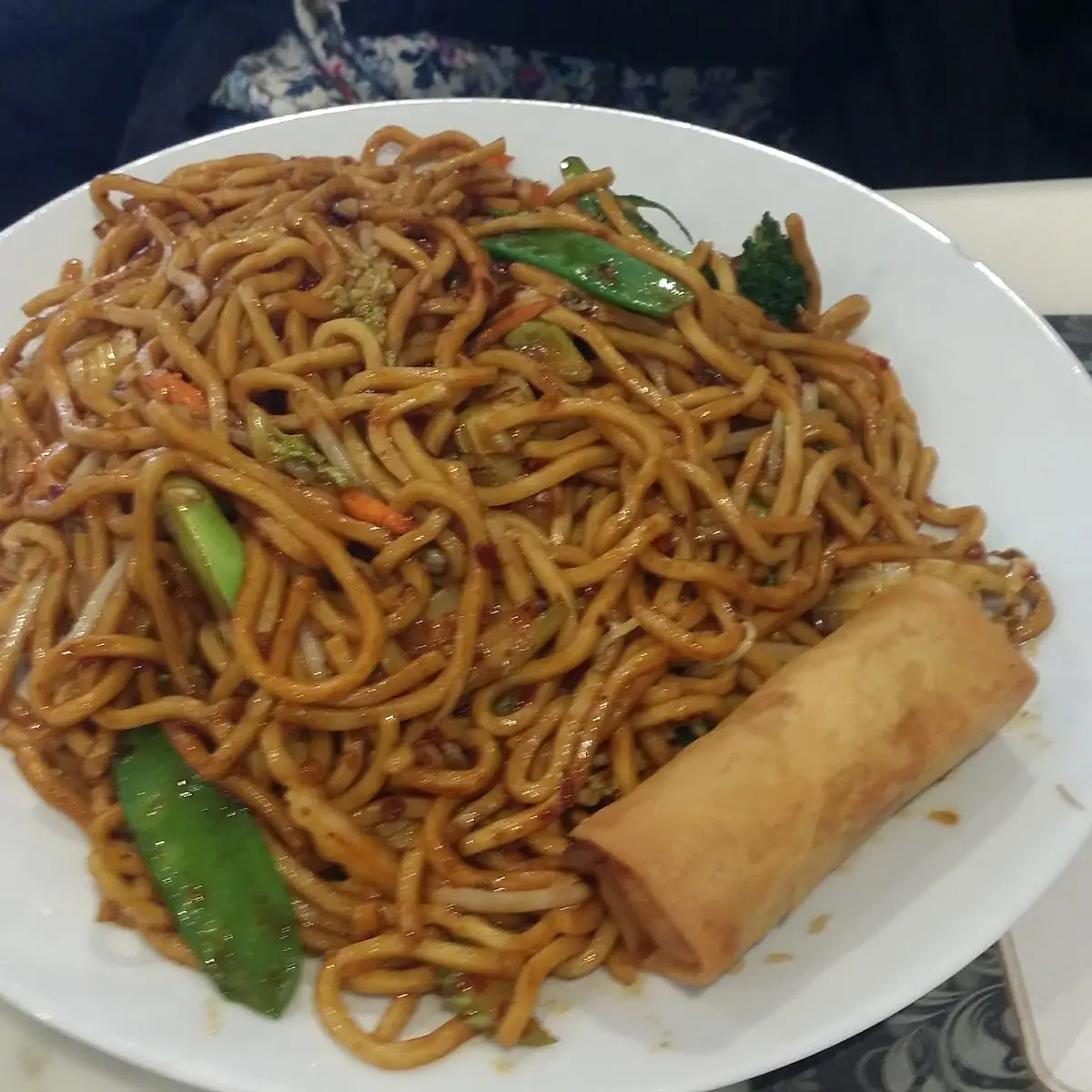 Vegetable Noodles with Spring Rolls