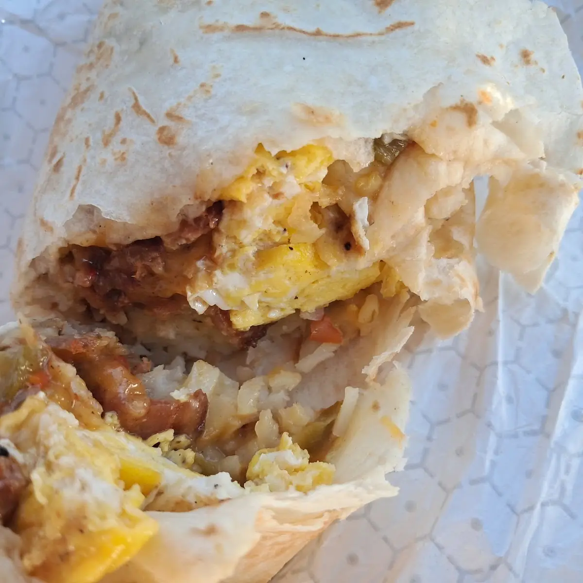 Bacon Egg Cheese and Green Chile