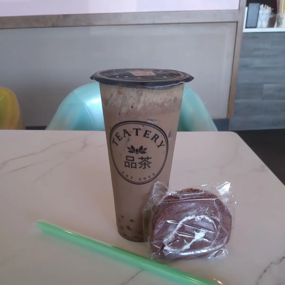 Thai Mocha Coffee with Chocolate Cake Roll