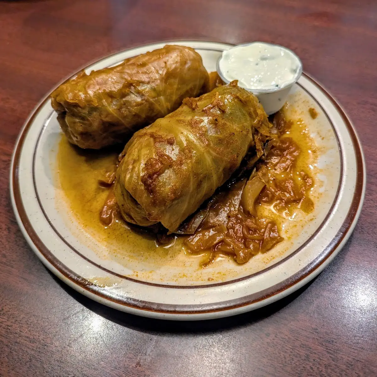 Cabbage Roll - Pork, Rice, Sauerkraut, cabbage, Tomato based with Hungarian spices