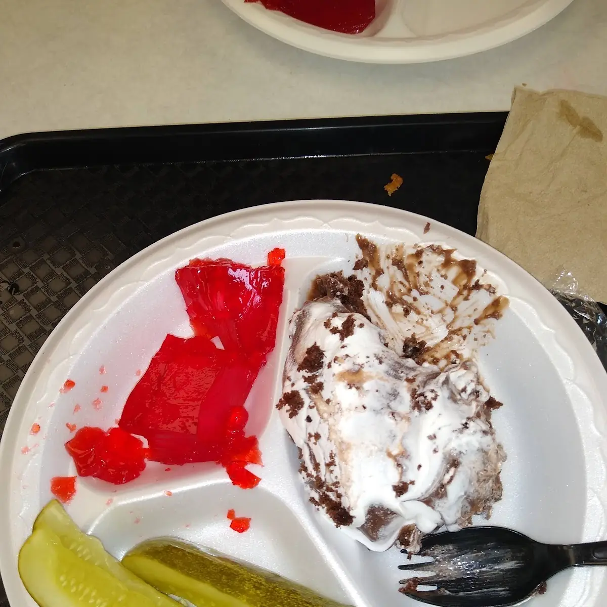 Jello Chocolate Pudding Cake and Pickles