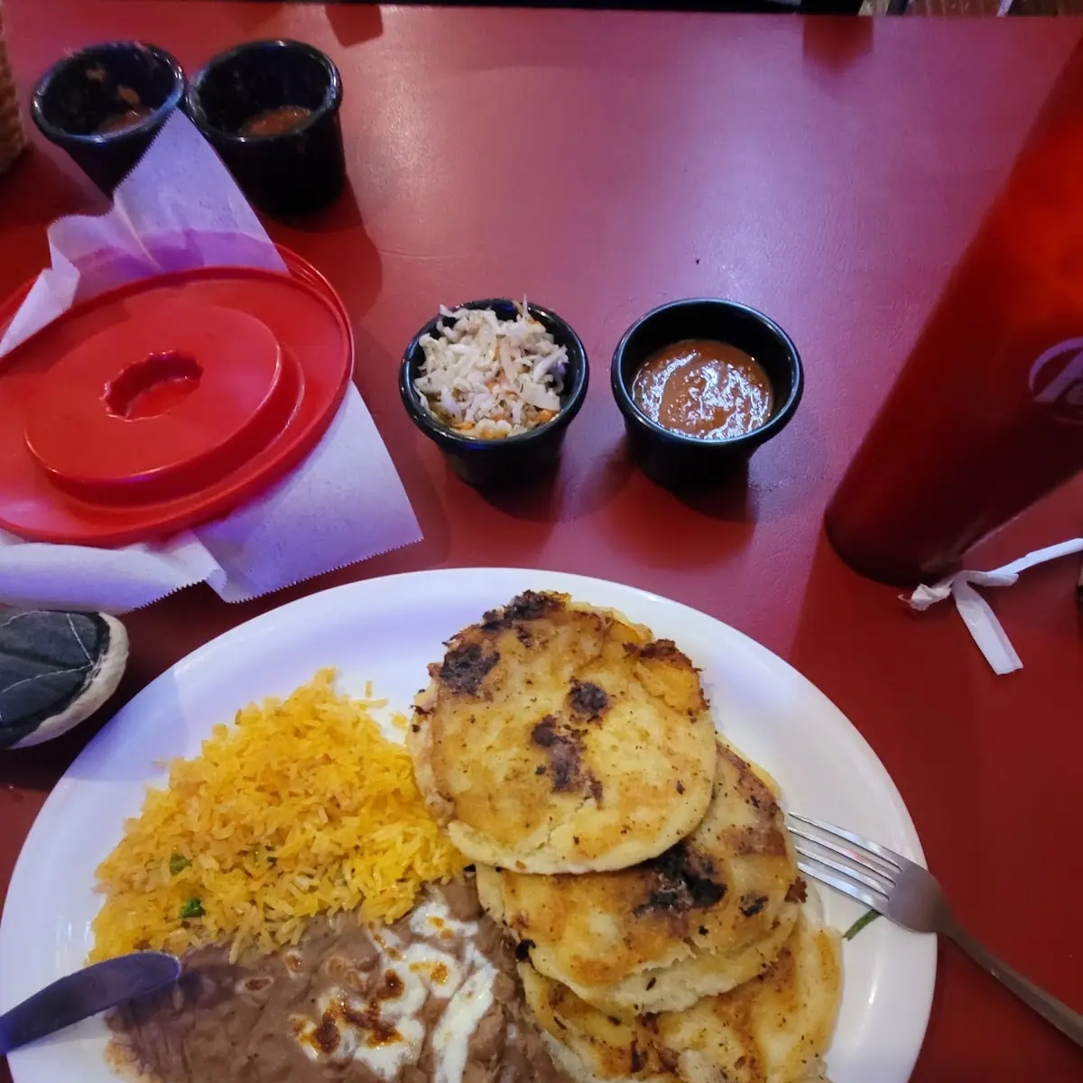 Dinner Pupusa with Rice & Beans