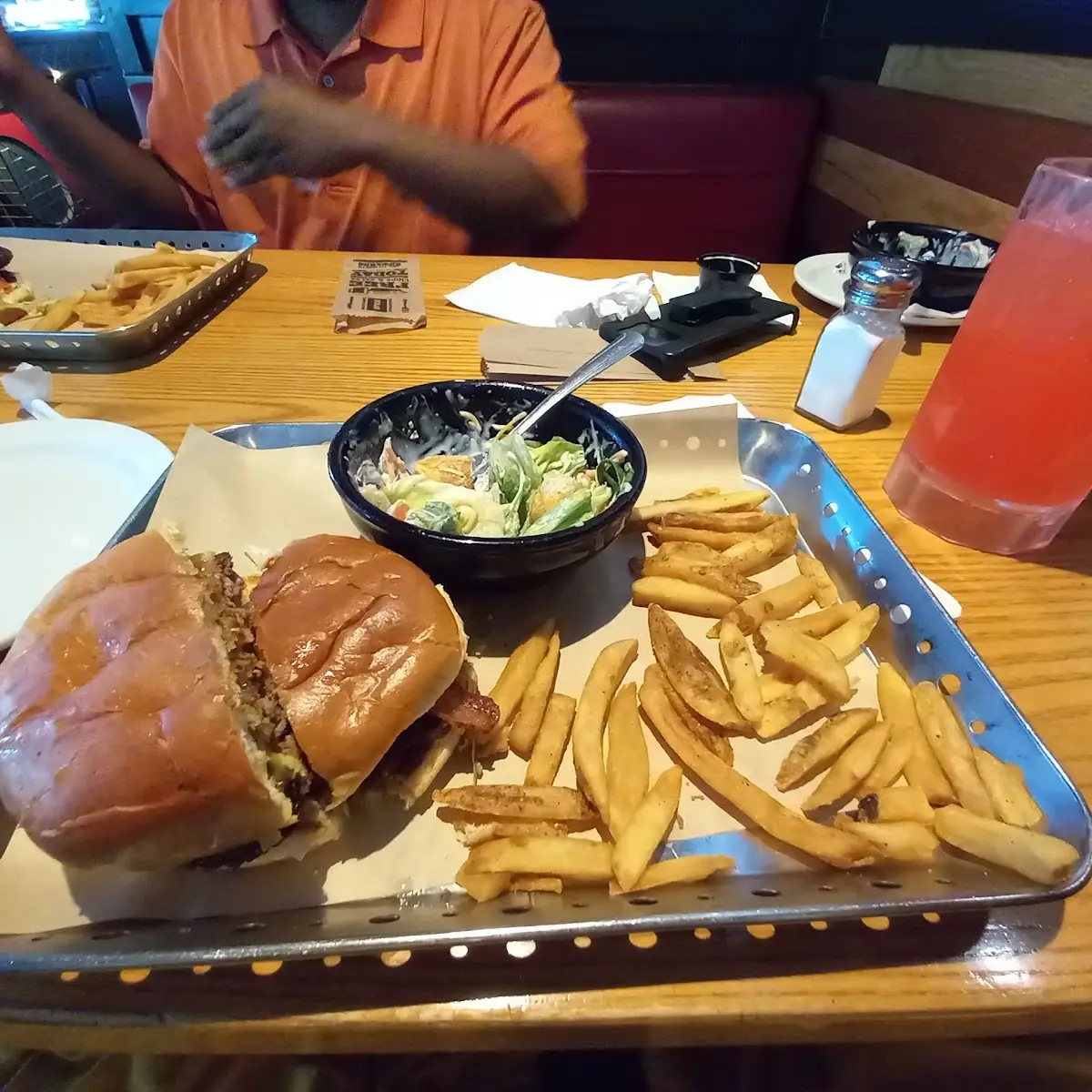 2 for 10 00 Bacon Burger Fries and Peach Lemonade