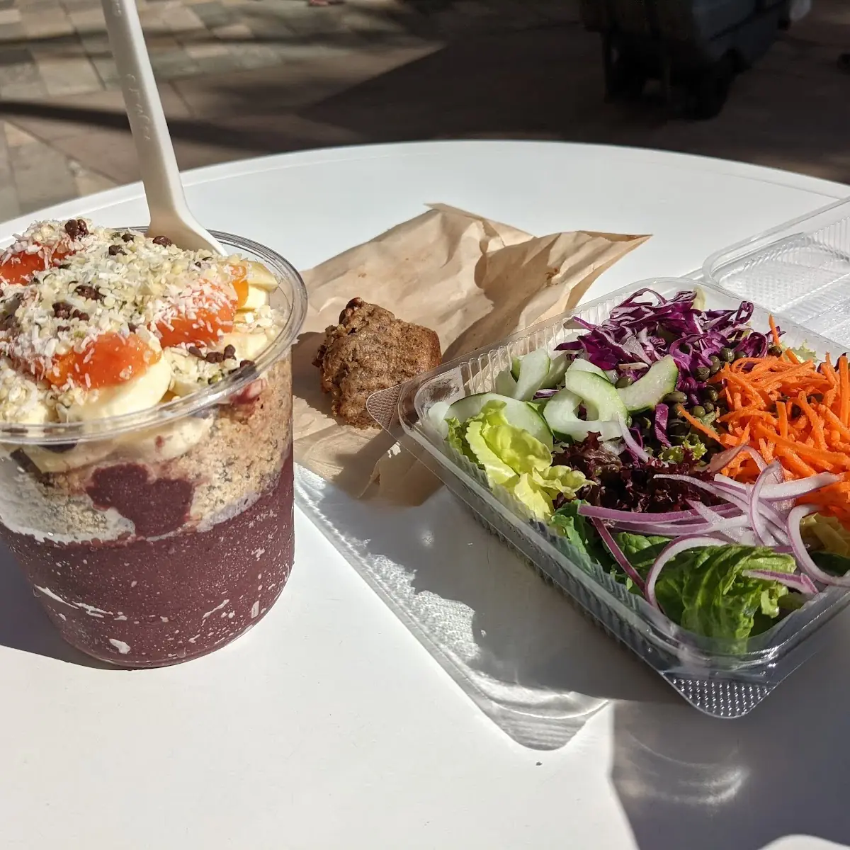 Kale Salad and Acai Bowl