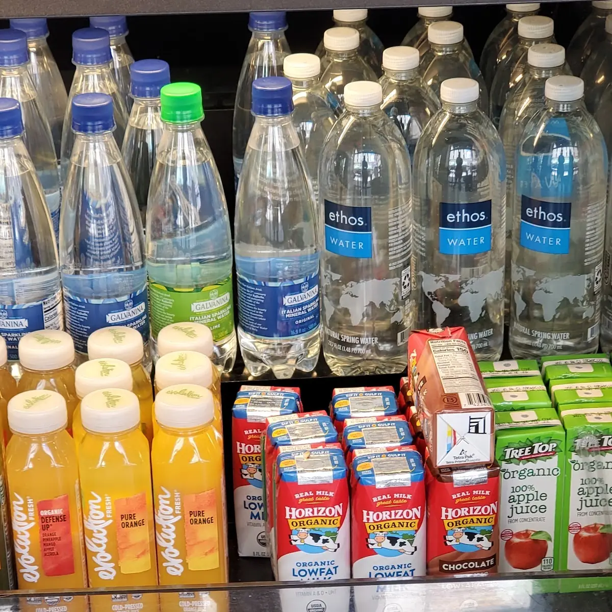 Water Juice and Horizon Milk