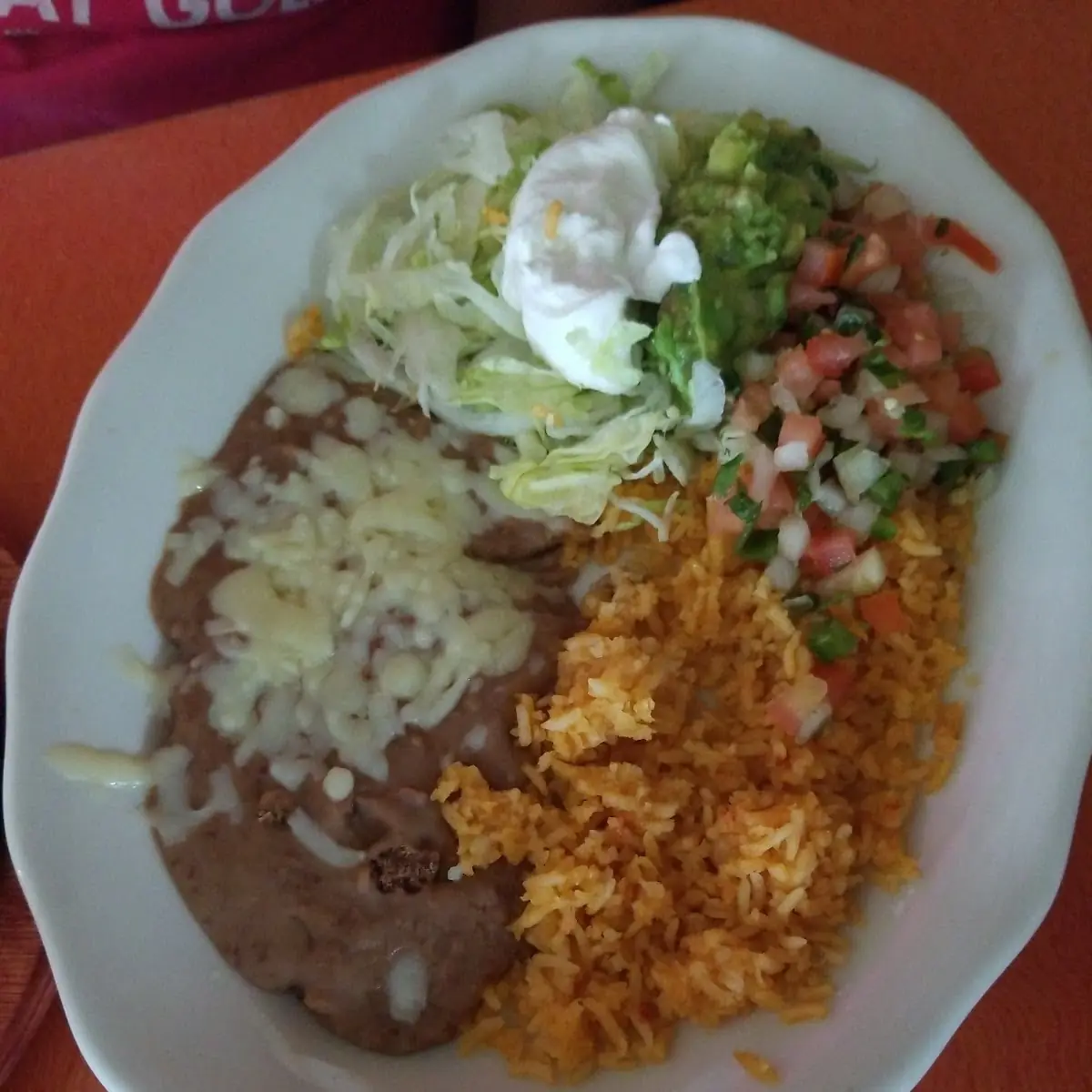 Rice Beans Lettuce Tomato and Guacamole