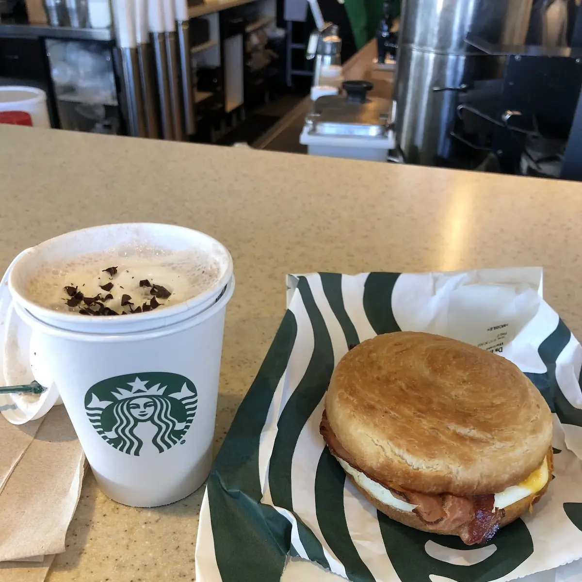 Bacon Cheddar Croissant with Peppermint Hot Chocolate