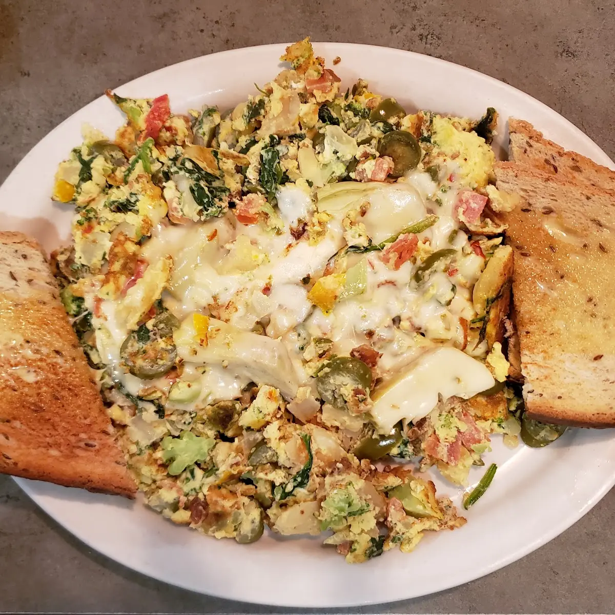Vegetable Frittata with Mozzarella on Top