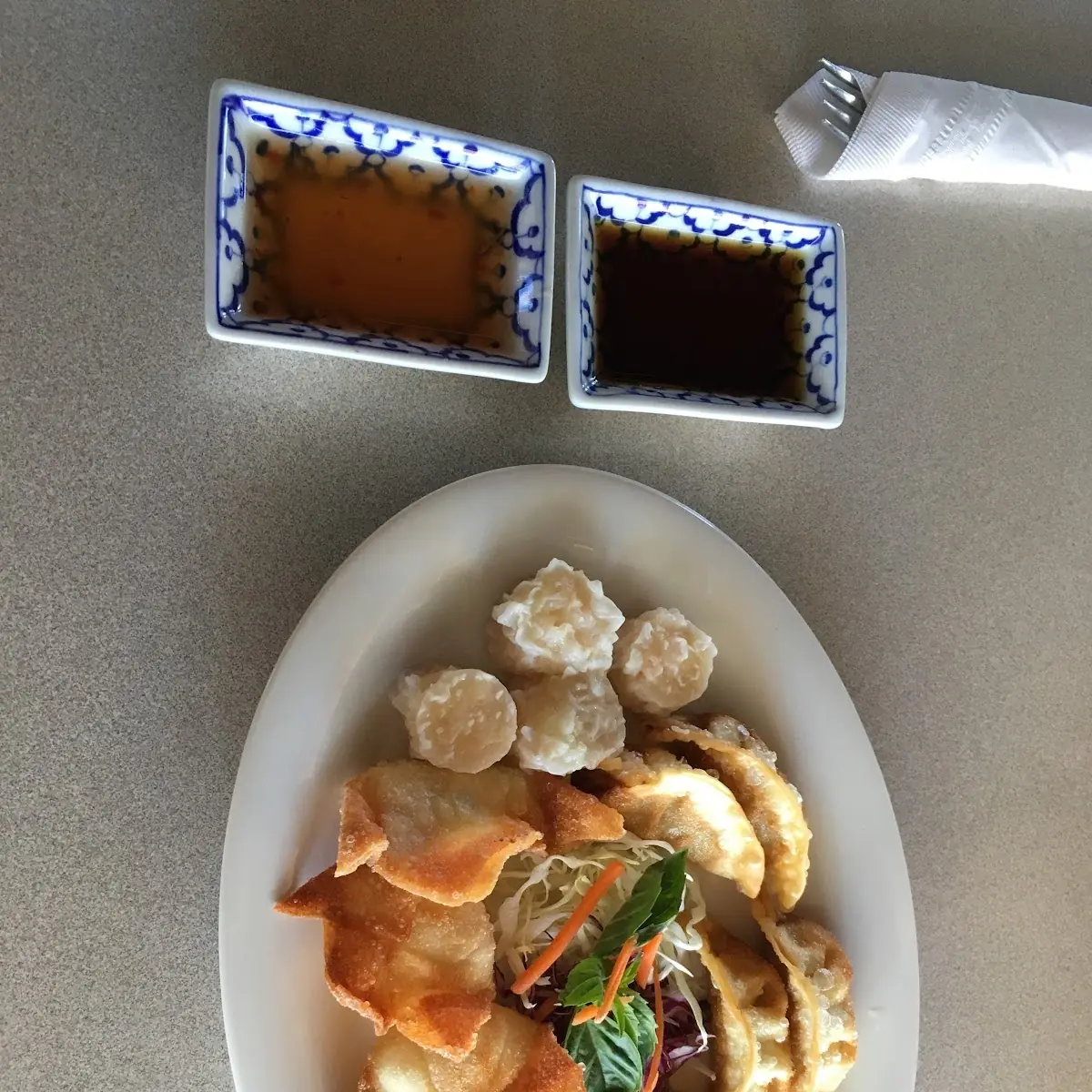 Thai Tea Crab Wontons